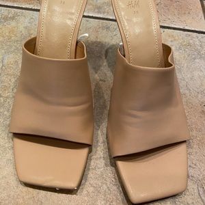 H and M square toe mule heels beige